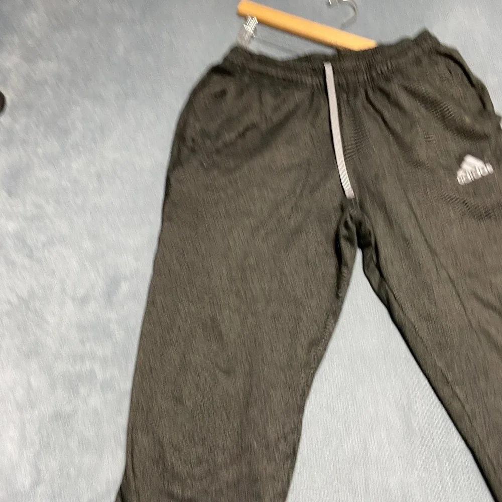Adidas Climawarm Sweatpants Mens Large Black Logo Drawstring Waist Tapered Leg